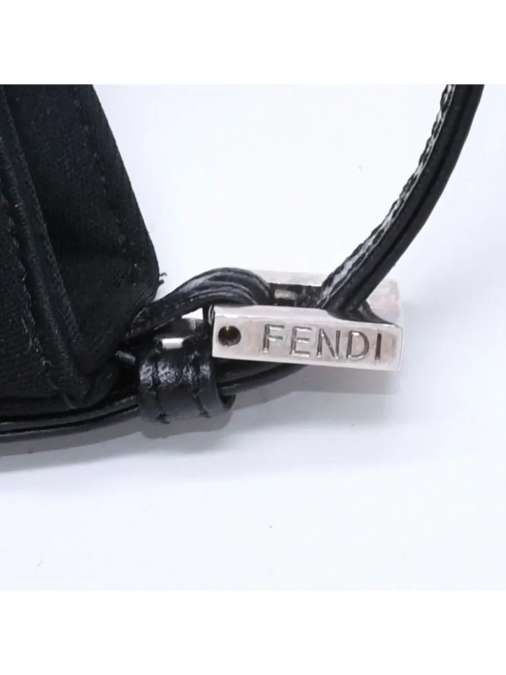 Fendi Handbag Mini Croissant Mini Mamma Pouch Case Cotton Jersey Leather Black